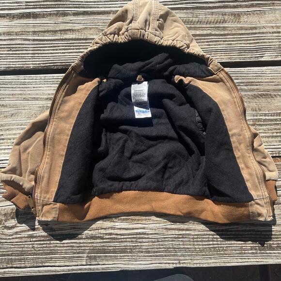 Carhartt YTJ130 Kids Jacket 4T | Tan Fleece-Lined Duck Canvas Mini Workwear Coat - Picture 2 of 11